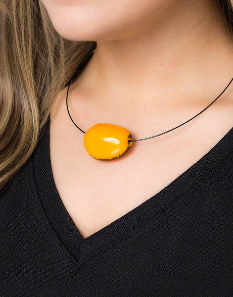 Yellow Flattened Seed Wire Necklace - Pretty Pink Jewellery