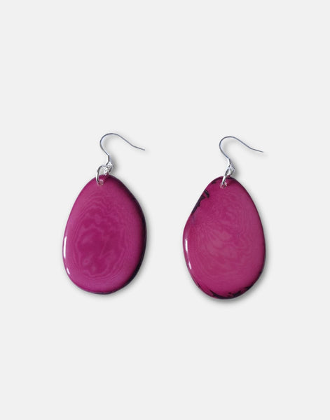 Frosted Berry Folha Tagua Nut Earrings - Pretty Pink Jewellery