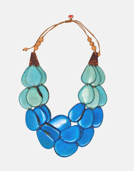 Petala Tagua Necklace - Summer Blue - Pretty Pink Jewellery