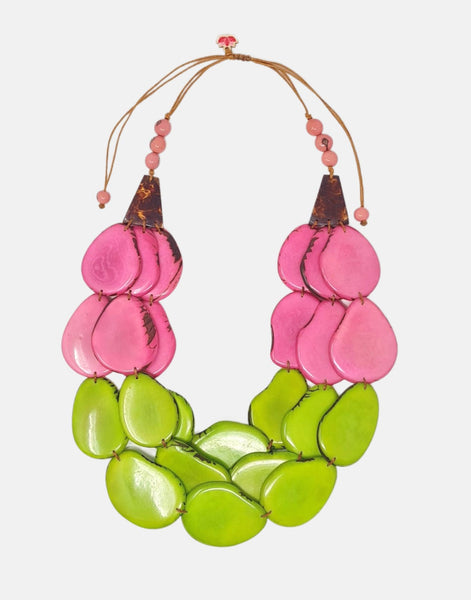 Petala Tagua Necklace - Pink and Lime - Pretty Pink Jewellery