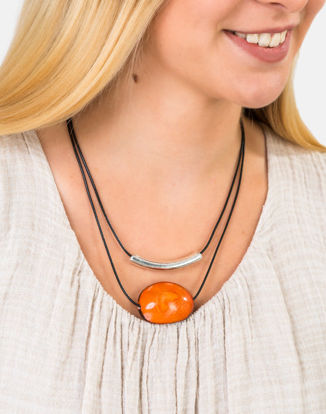 Orange Barra Seed Necklace - Pretty Pink Jewellery