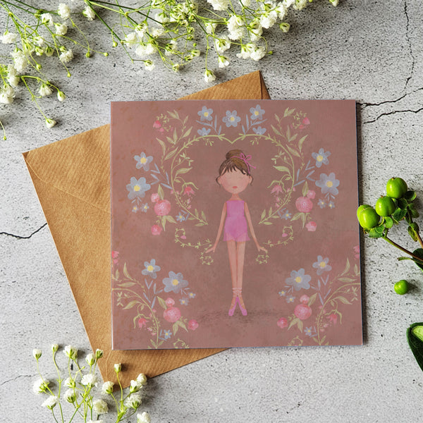 Watercolour ballerina greeting card - Blank inside - Pretty Pink Jewellery