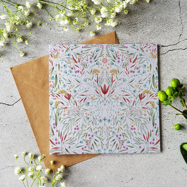 Tiny watercolour floral greeting card - Blank inside - Pretty Pink Jewellery