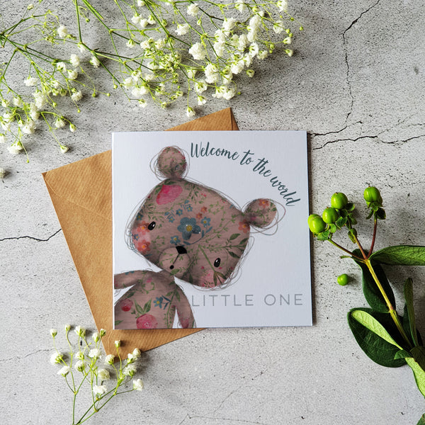 Welcome to the world little one - greeting card blank inside - Pretty Pink Jewellery