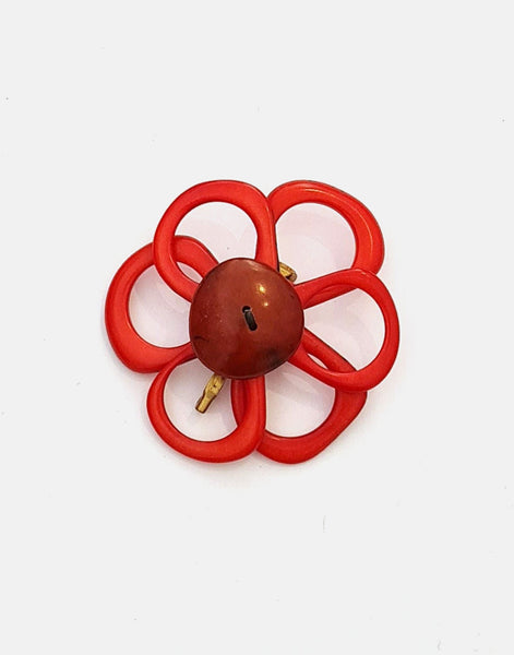 Red Flower Brooch - Pretty Pink Jewellery