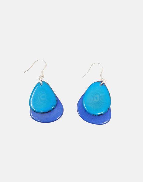 Summer Blue Secca Tagua Nut Earrings - Pretty Pink Jewellery