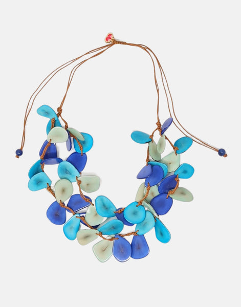 Secca Tagua Necklace - Summer Blue - Pretty Pink Jewellery