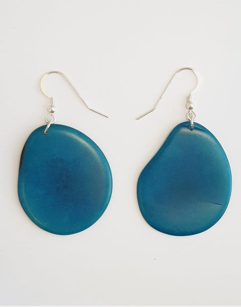 Turquoise Folha Tagua Nut Earrings - Pretty Pink Jewellery