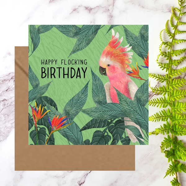 Happy Flocking Birthday - greeting card blank inside - Pretty Pink Jewellery