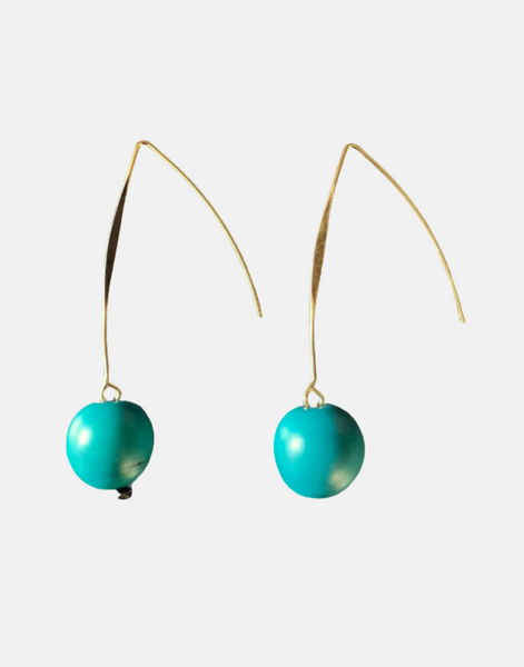 Aqua Minimal Drop Tagua Earrings - Pretty Pink Jewellery