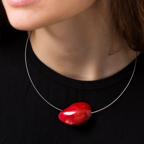 Flattened Seed Wire Necklace - Pretty Pink Jewellery