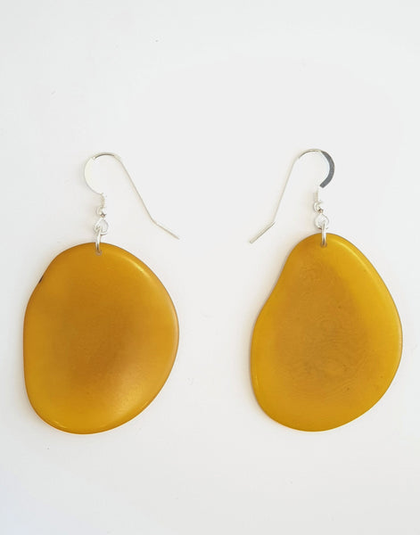 Yellow Folha Tagua Nut Earrings - Pretty Pink Jewellery