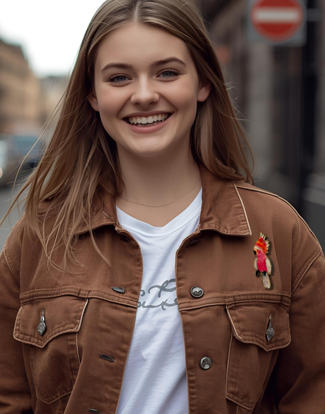 Cheeky Cockatoo Wooden Brooch