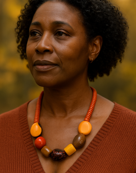 One-of-a-Kind Tagua & African Amber Necklace