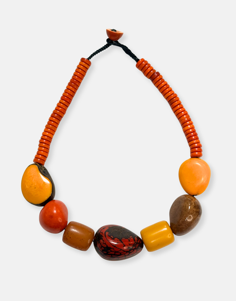 One-of-a-Kind Tagua & African Amber Necklace
