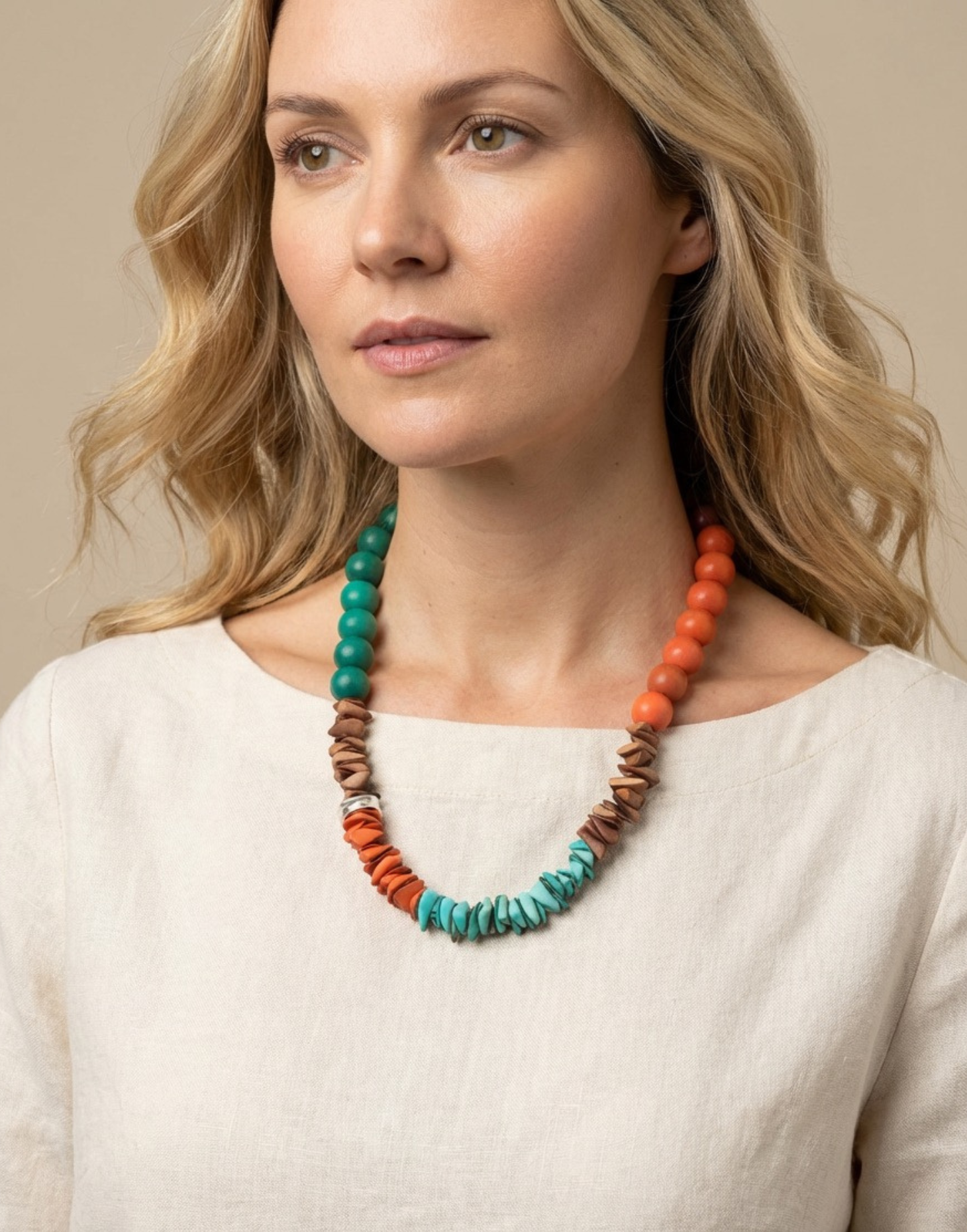 Ayla Necklace - Orange and Aqua