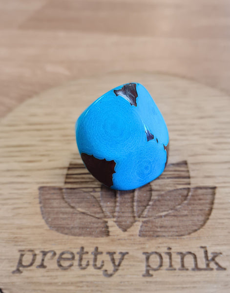 Chunky Blue Tagua Ring - Small