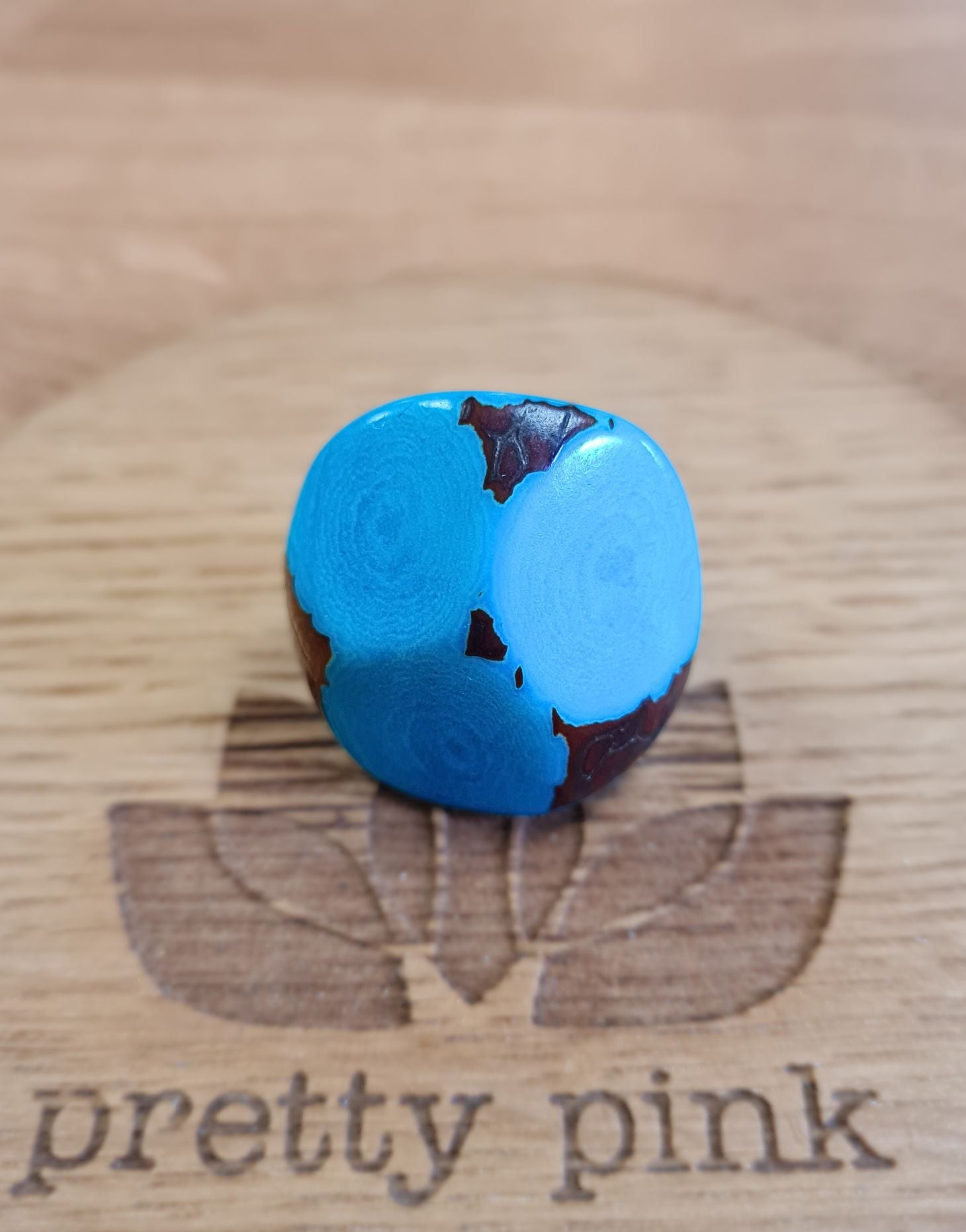 Chunky Blue Tagua Ring - Small