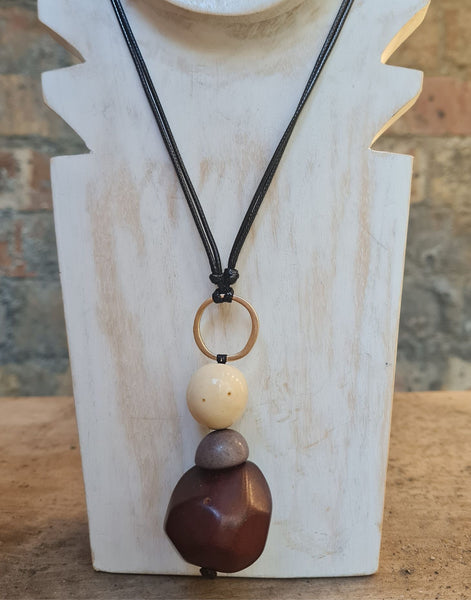 Beta Adjustable Pendant Necklace - Chocolate