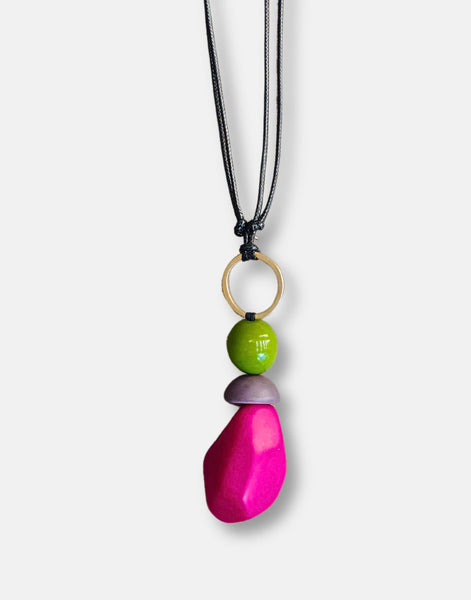 Beta Adjustable Pendant Necklace - Pink