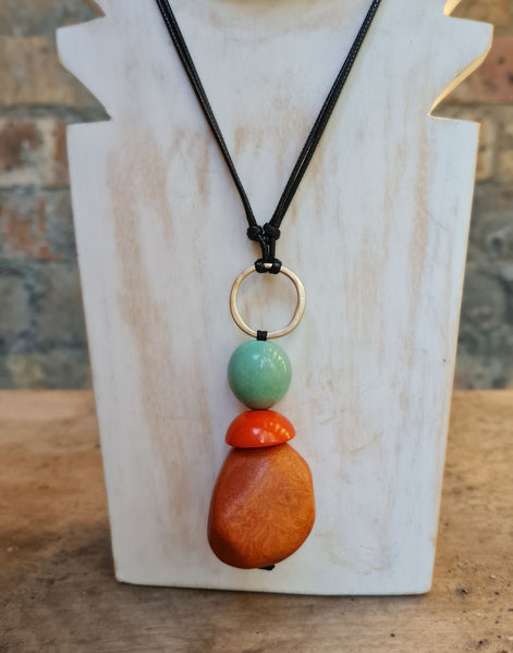 Beta Adjustable Pendant Necklace - Toffee