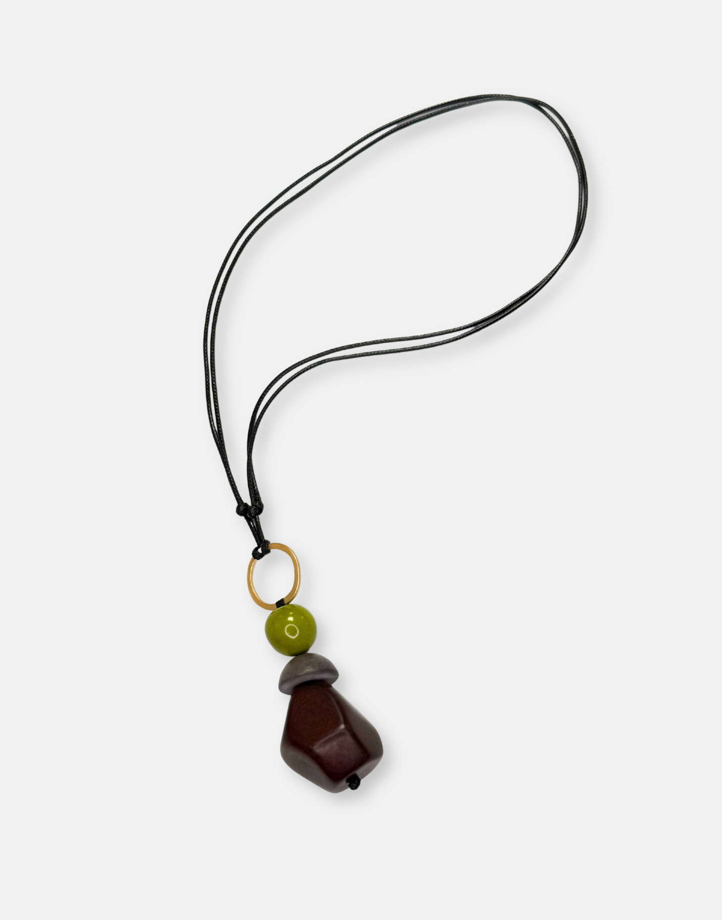 Beta Adjustable Pendant Necklace - Chocolate and Green