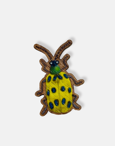 Yellow bug Wooden Brooch – by Ilana Ewing Illustration