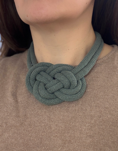Celtic Harmony Knit Statement Necklace Khaki