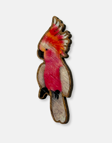 Cheeky Cockatoo Wooden Brooch