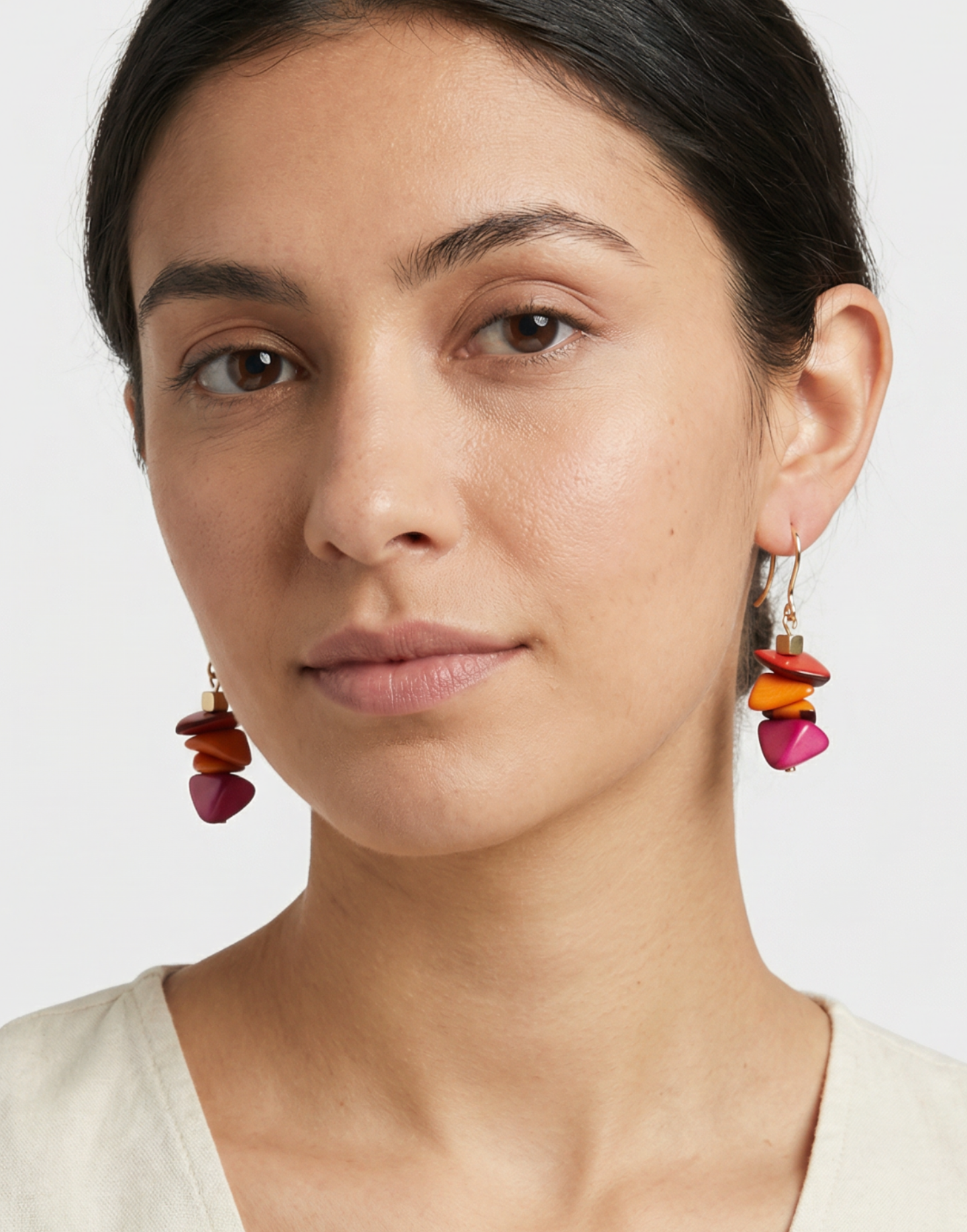 Diana Tagua Earrings - Orange Mix
