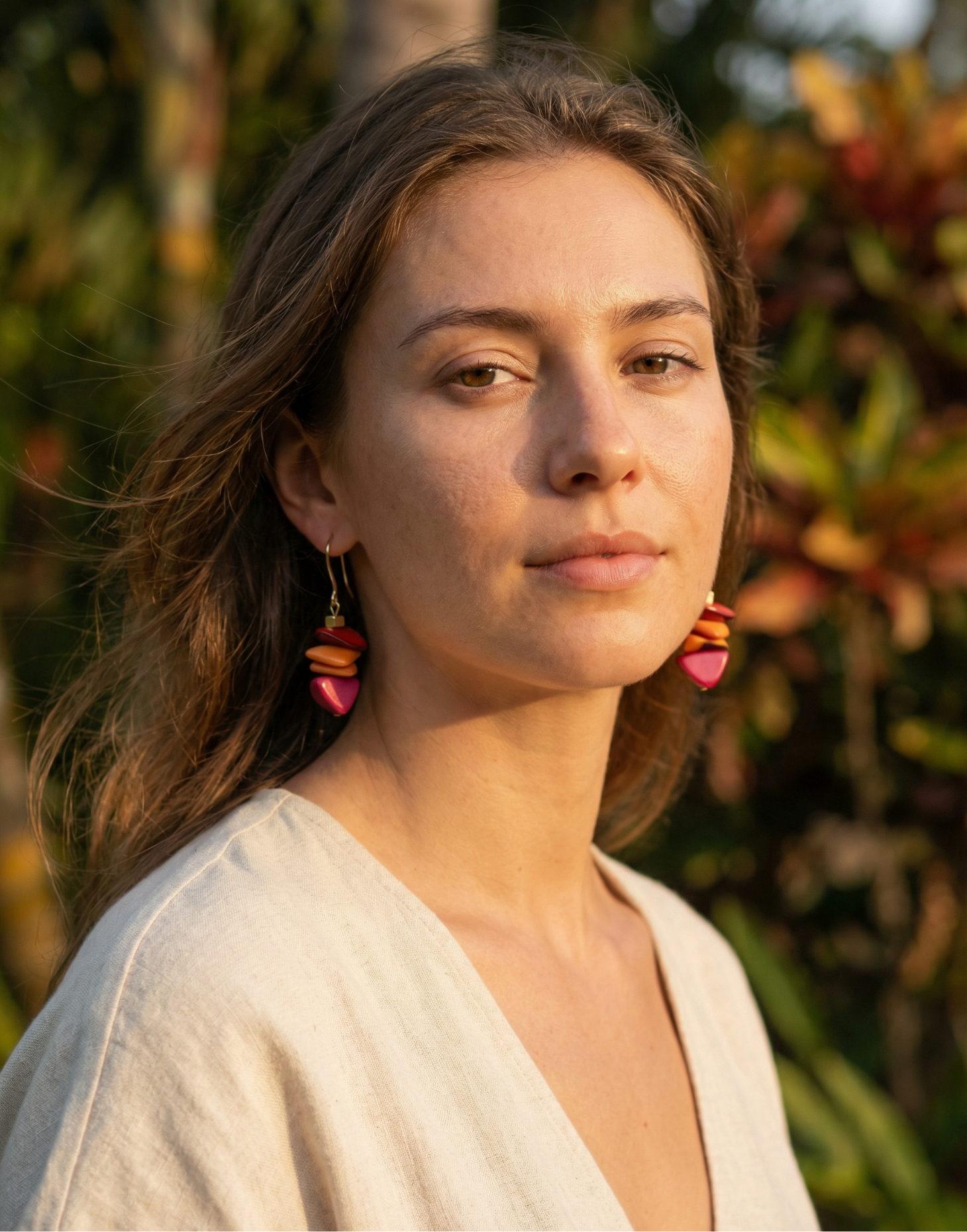 Diana Tagua Earrings - Orange Mix