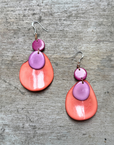 Sandra tagua Earrings -Pink Sky