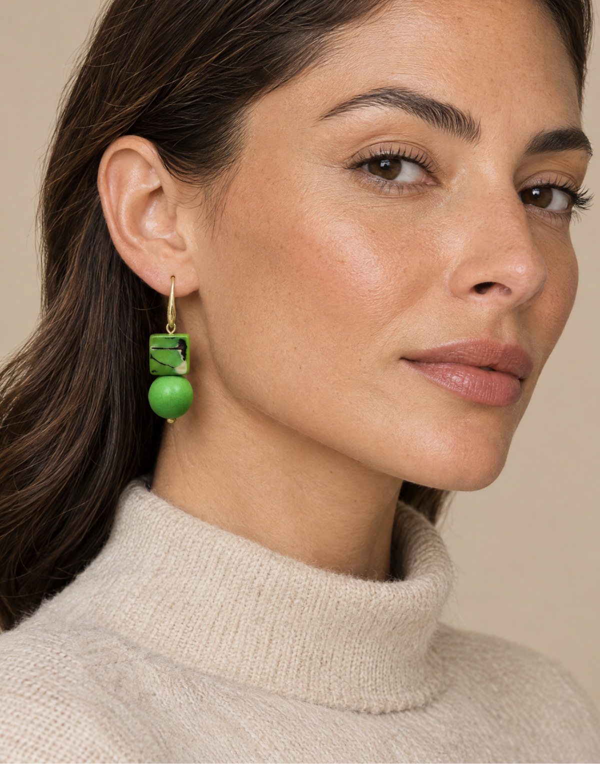 Geometric Drop Earrings with Marbled Detail