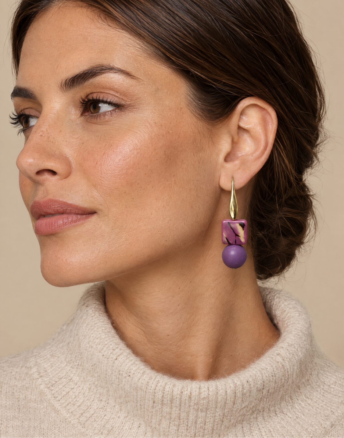 Geometric Drop Earrings with Marbled Detail