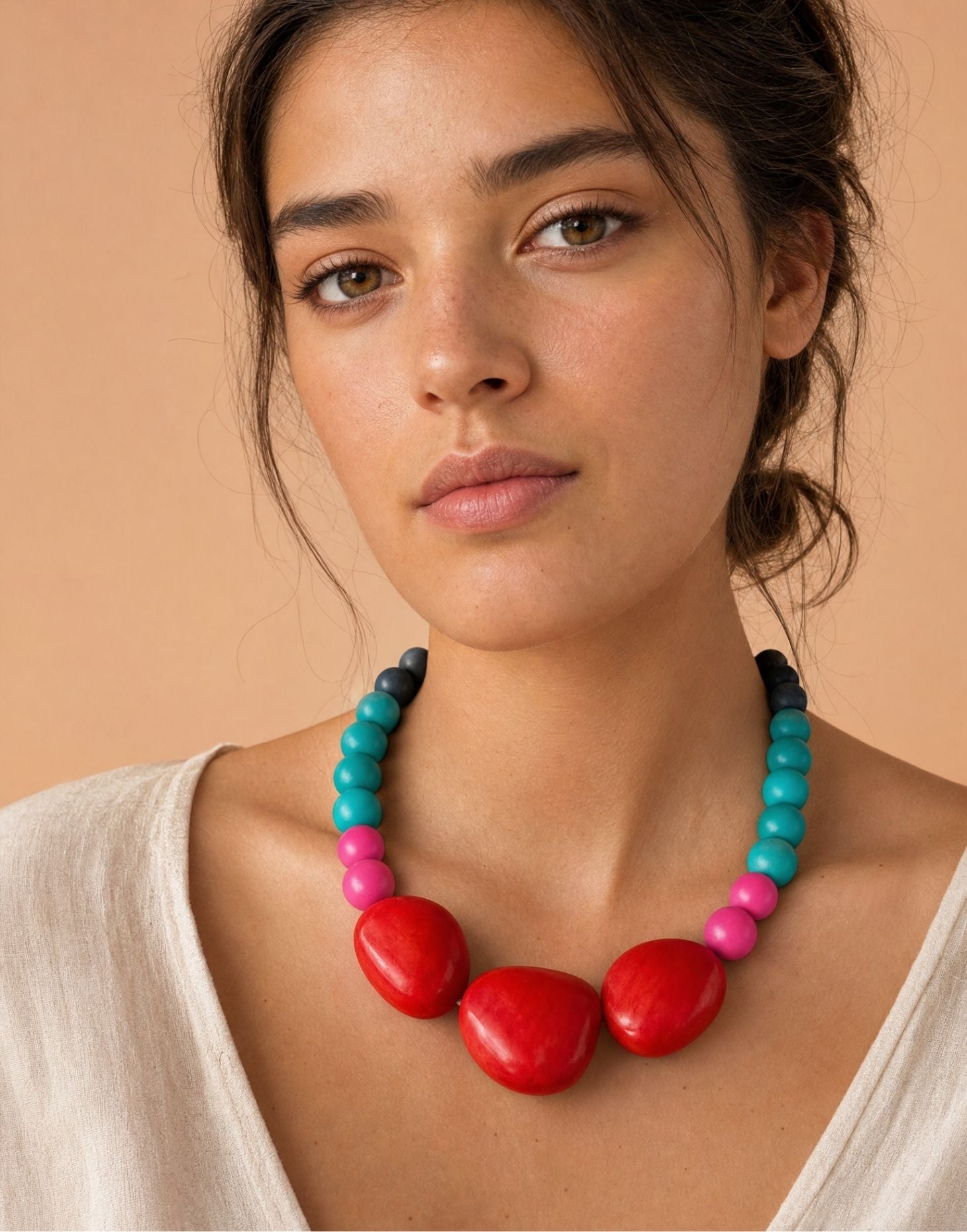 Fiesta Tagua Necklace - Pink Accent