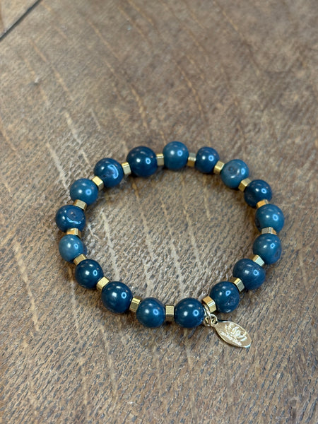 Açaí Berry Seed Bracelet – Elasticated With Gold Brass Accents