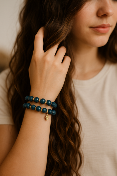 Açaí Berry Seed Bracelet – Elasticated With Gold Brass Accents