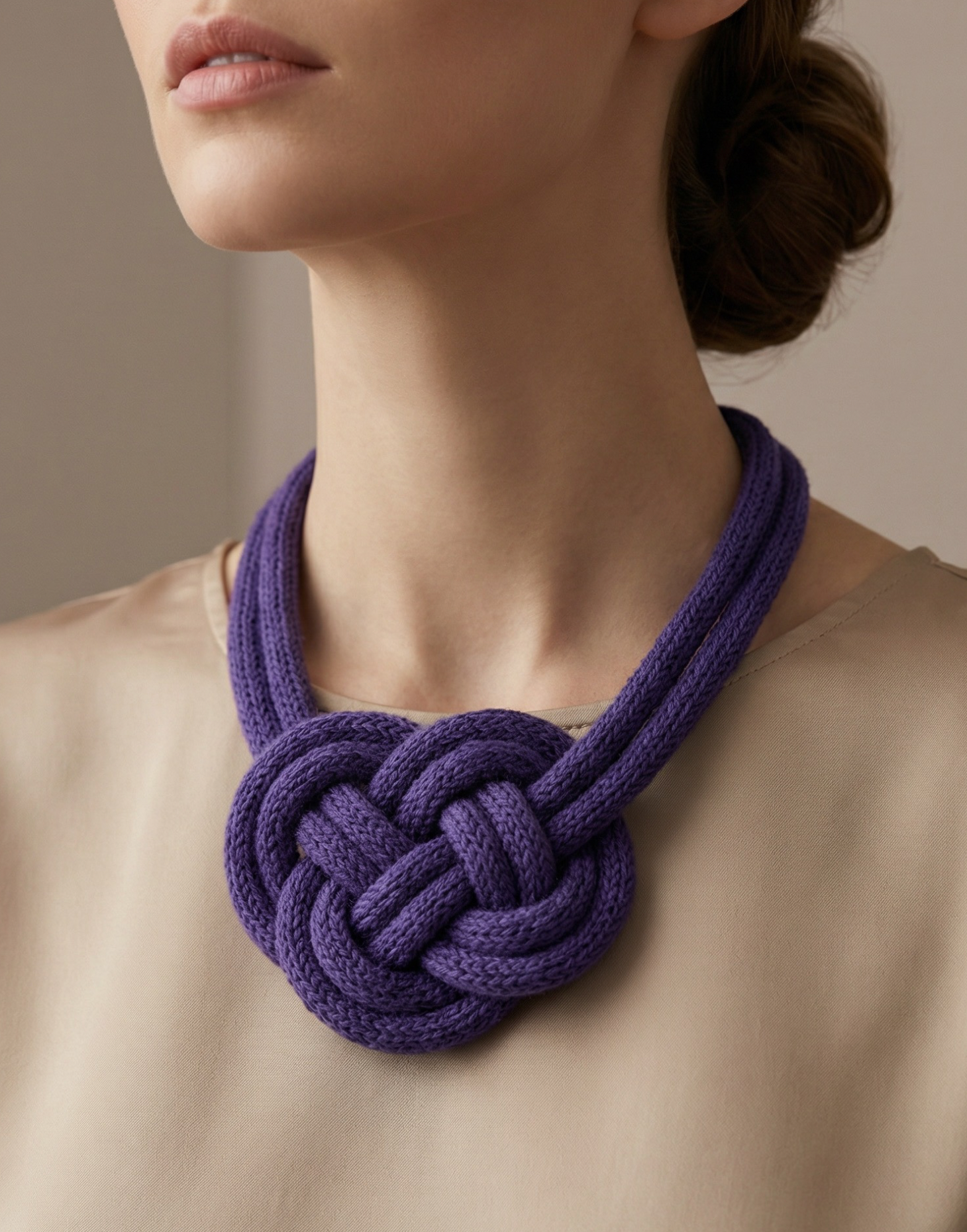 Celtic Harmony Knit Statement Necklace Purple