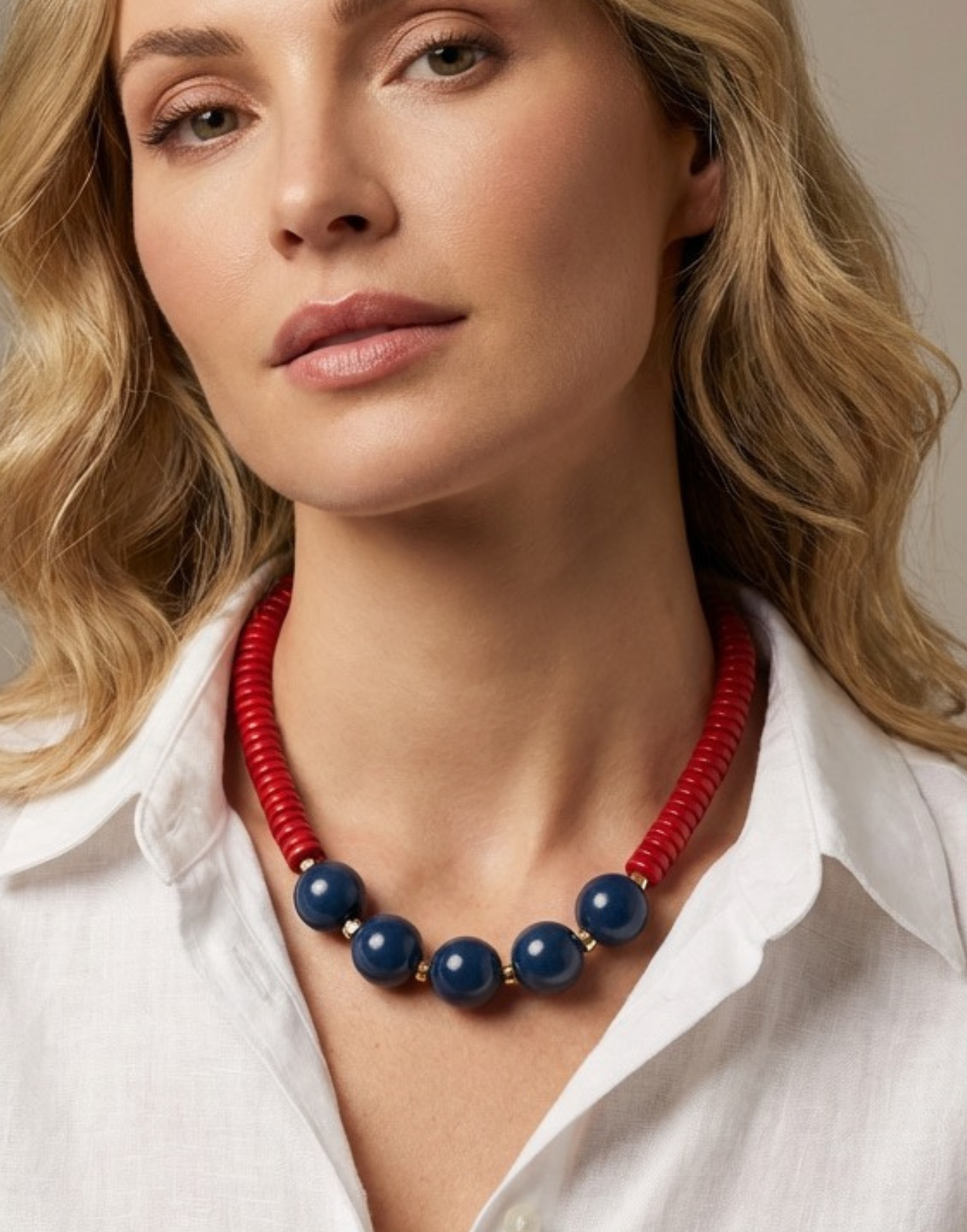 Laura - Navy and Red