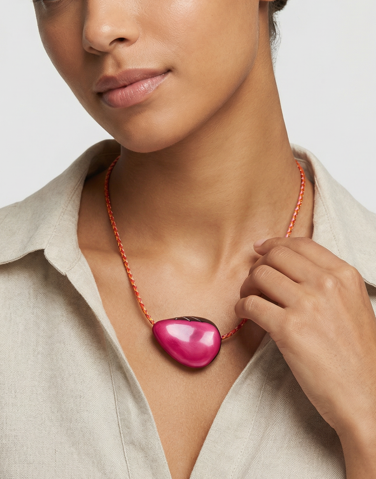 Leila- Pink Tagua Pendant