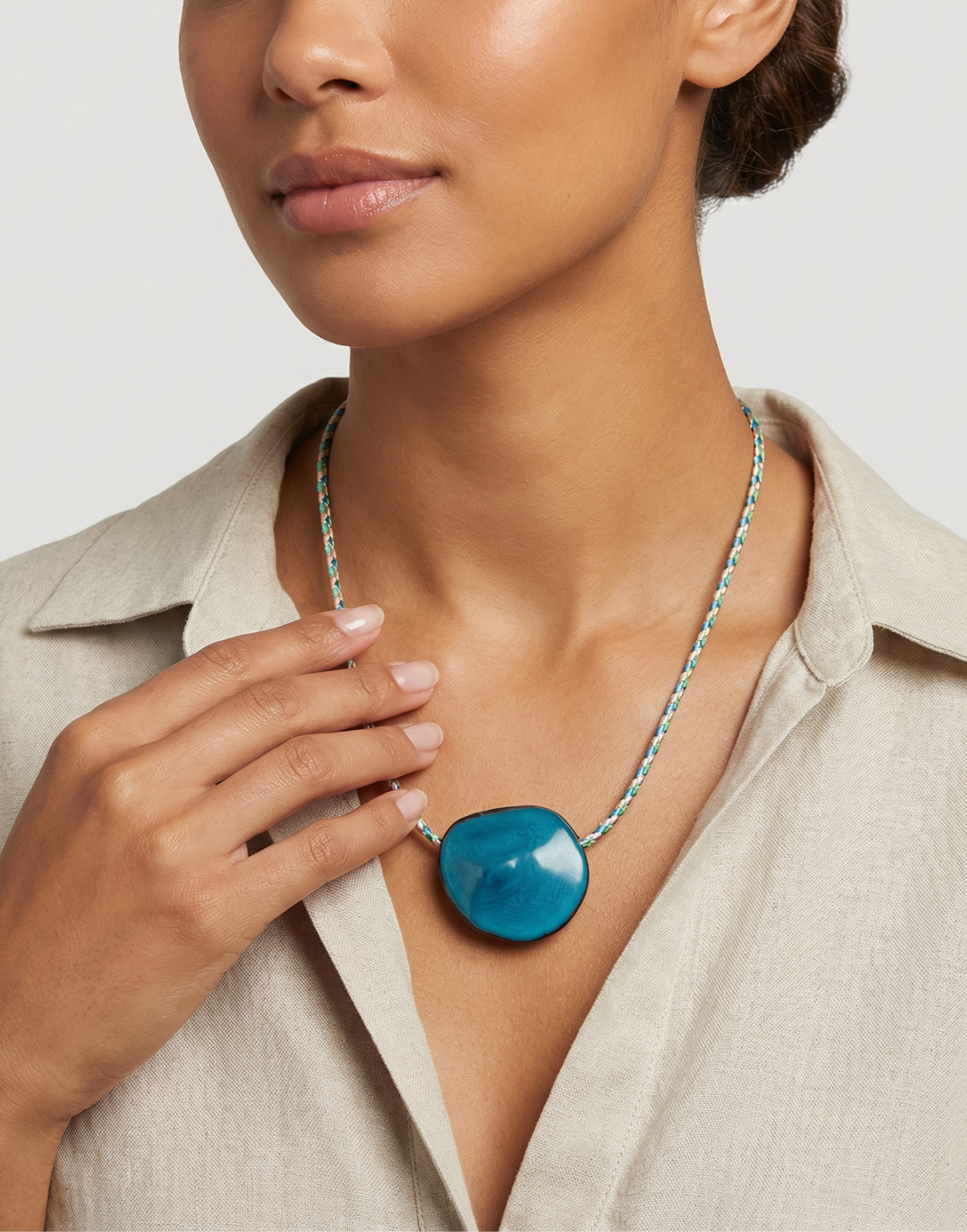 Leila- Turquoise Blue Tagua Pendant