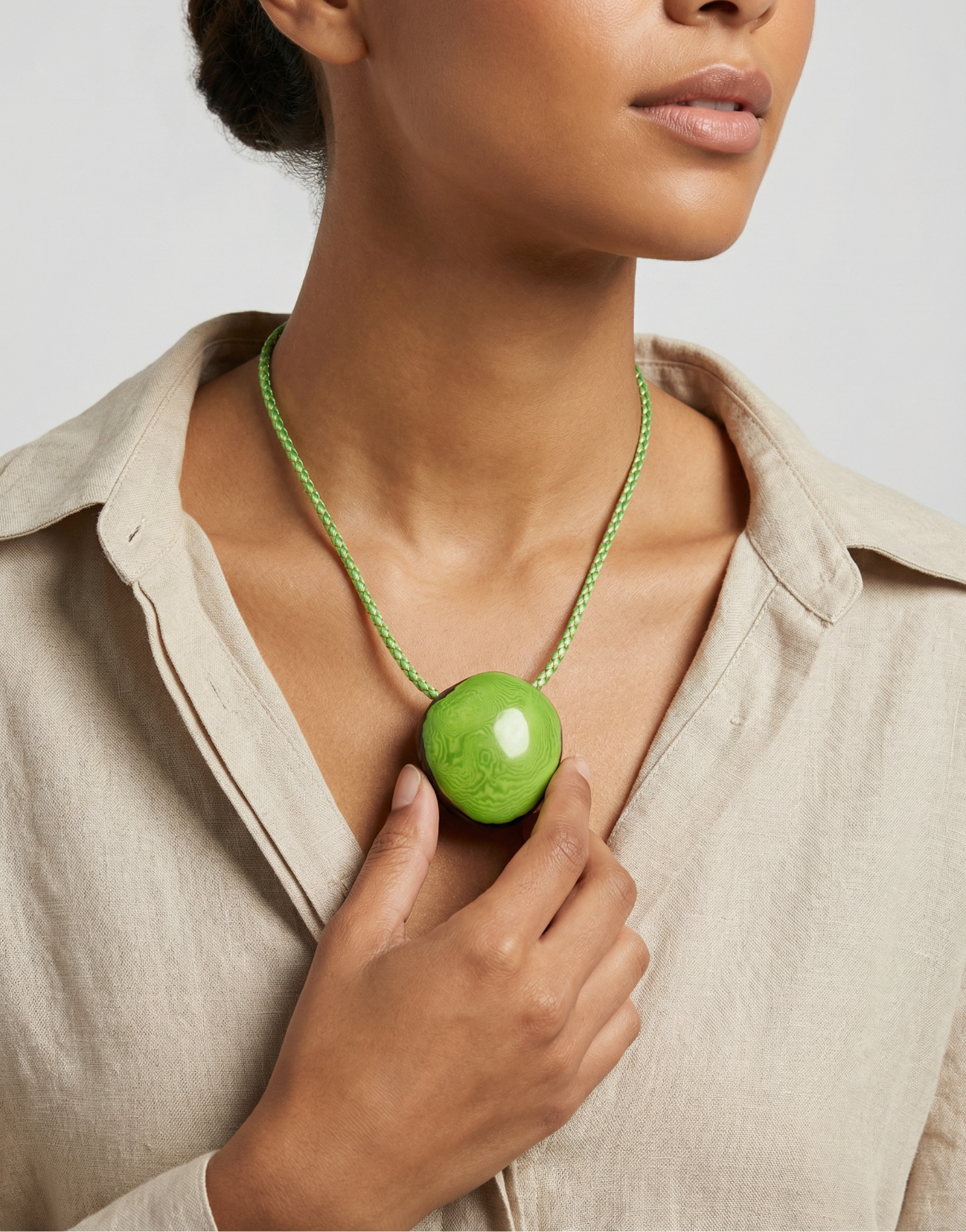 Leila- Lime Tagua Pendant