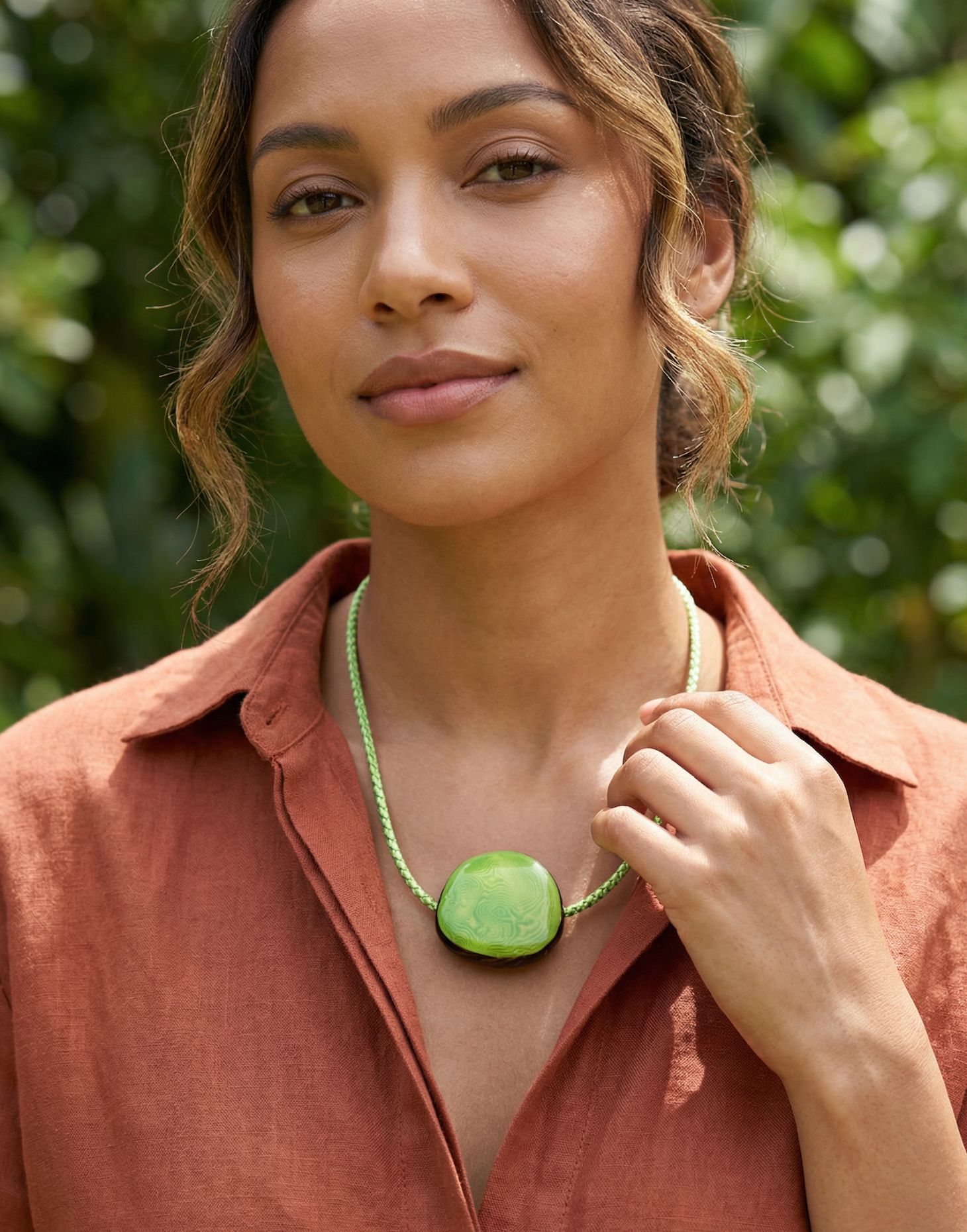 Leila- Lime Tagua Pendant