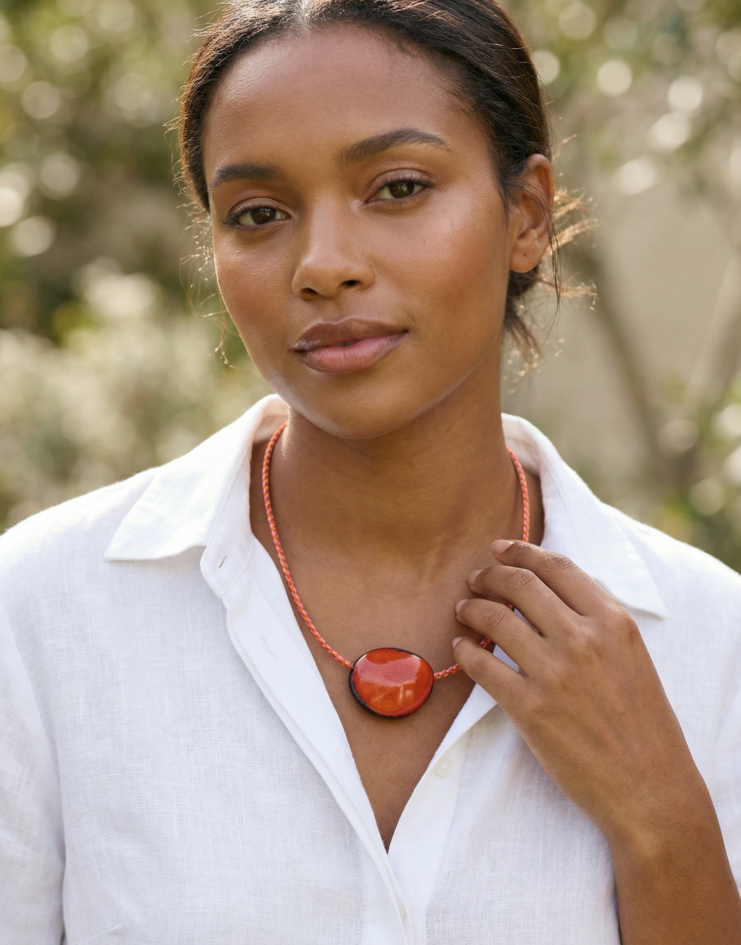 Leila- Orange Tagua Pendant