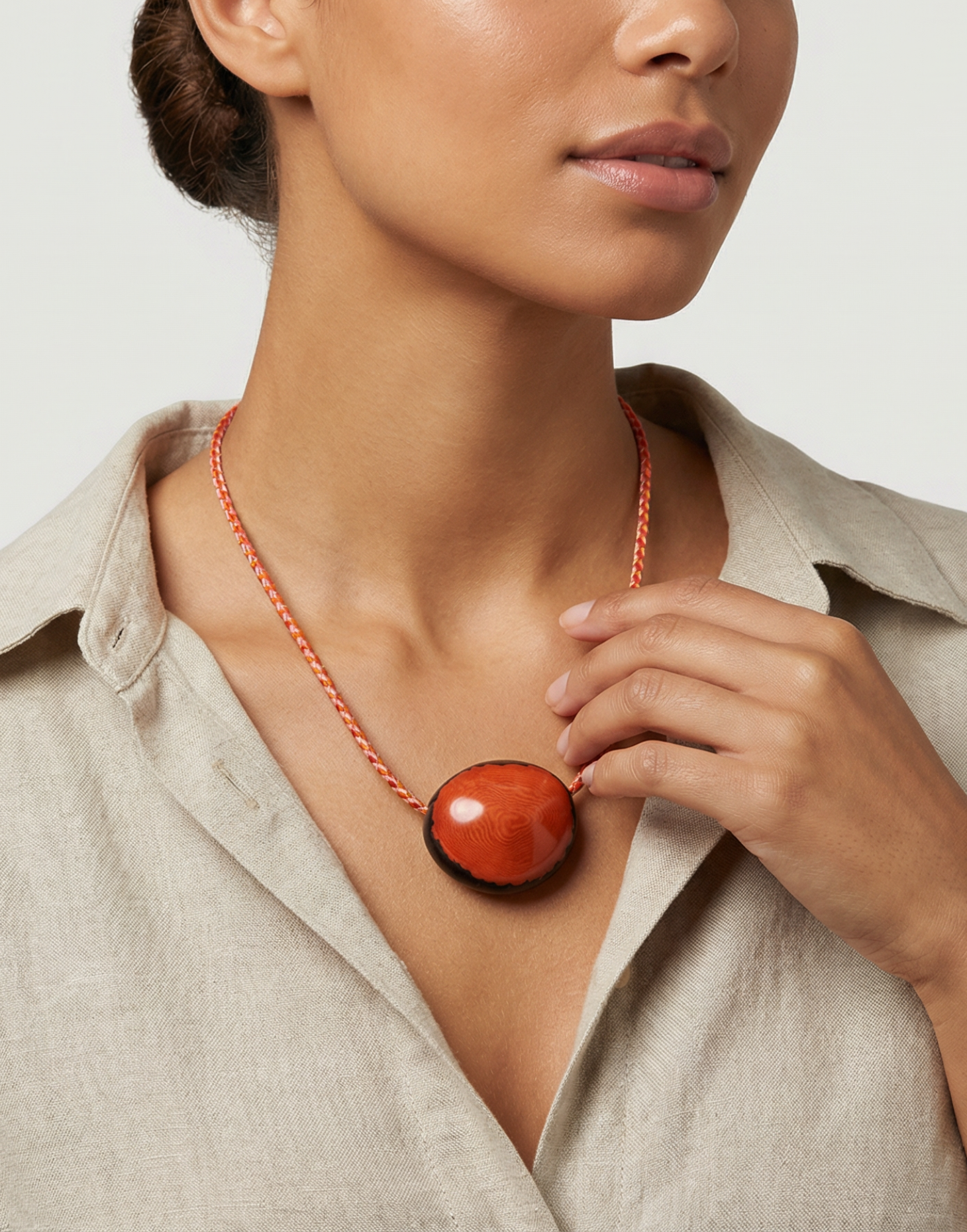 Leila- Orange Tagua Pendant