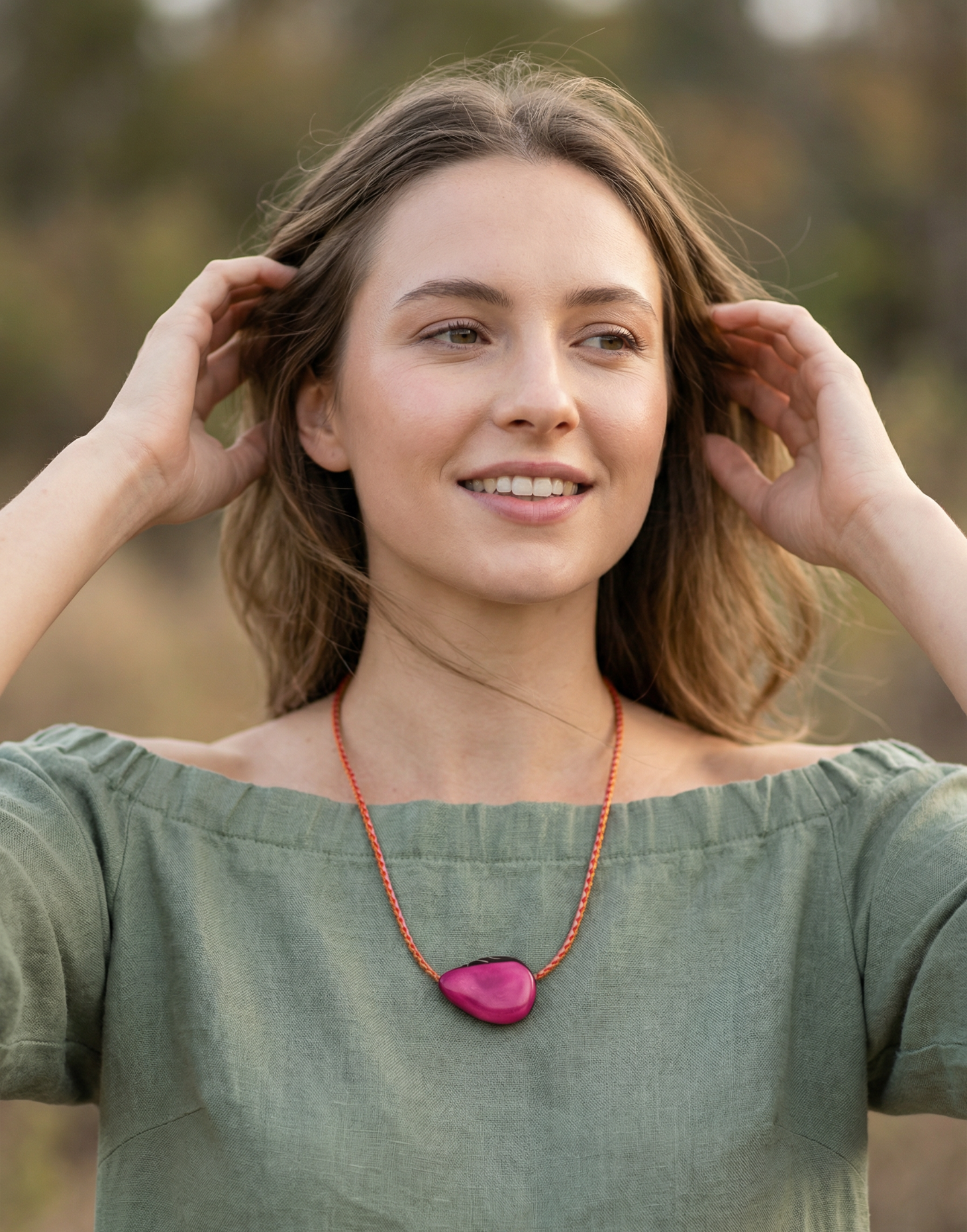Leila- Pink Tagua Pendant