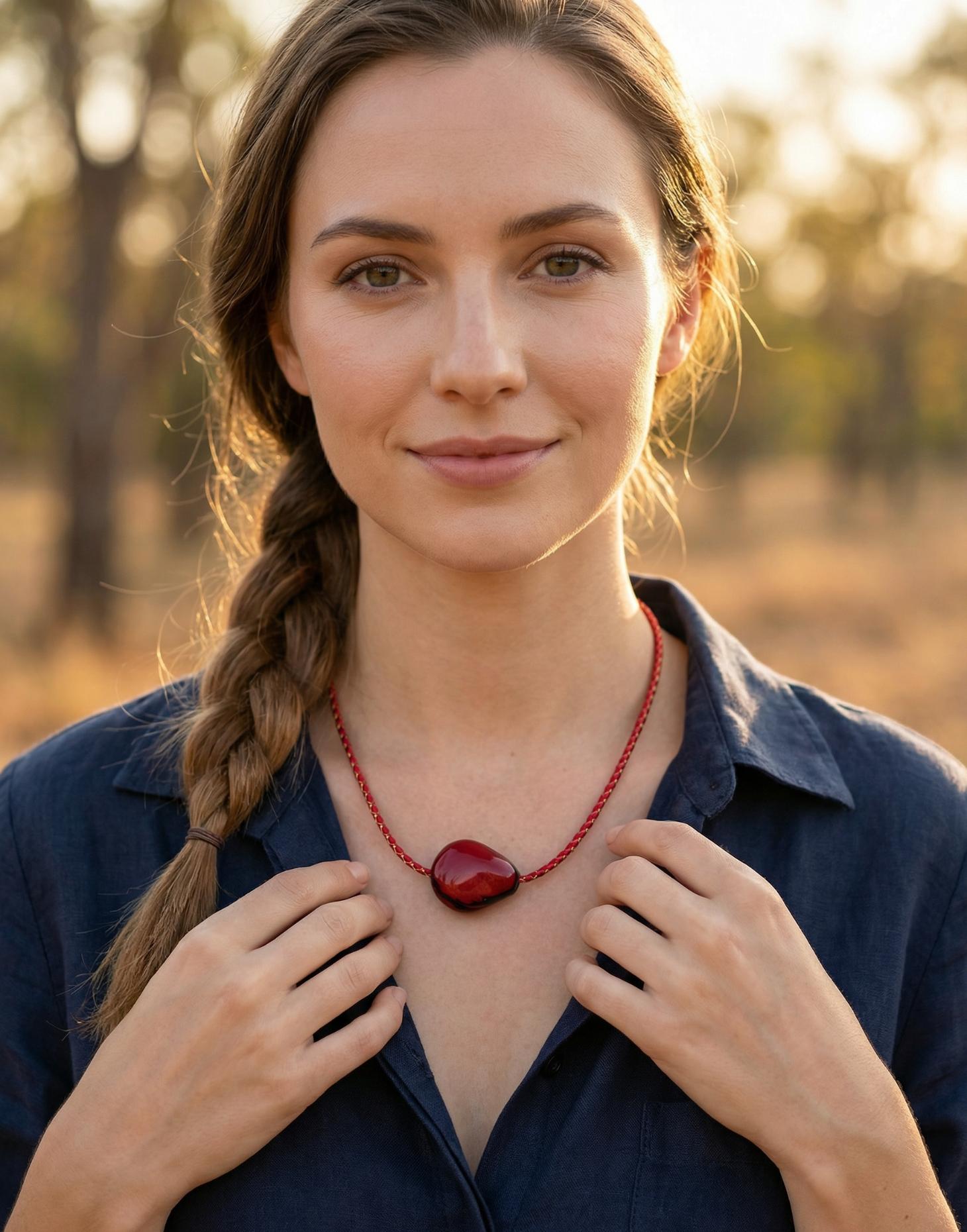 Leila- Red Tagua Pendant
