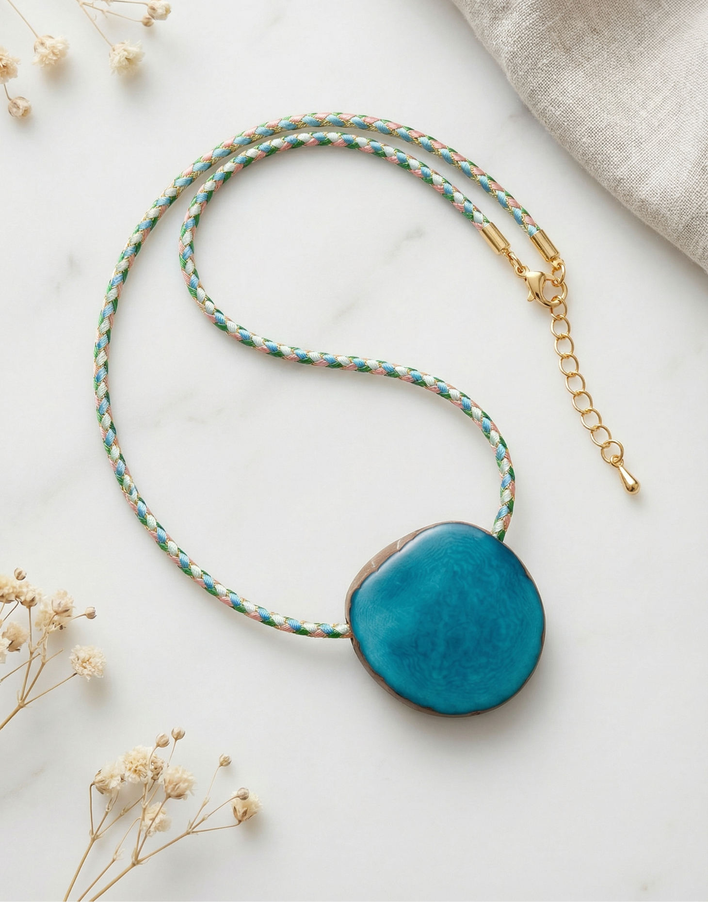 Leila- Turquoise Blue Tagua Pendant