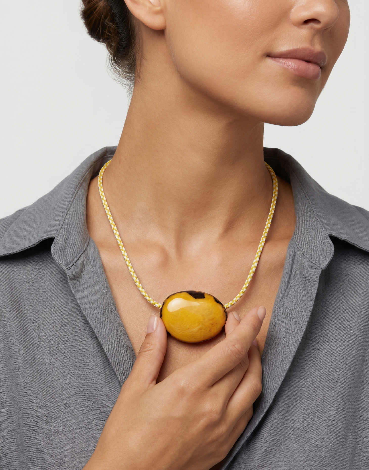 Leila- Yellow Tagua Pendant