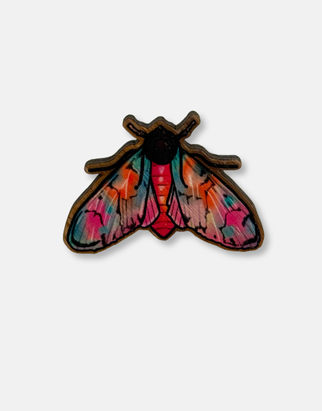 Colourful Moth Wooden Brooch – by Ilana Ewing Illustration